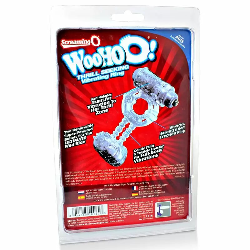 Эрекционное кольцо Screaming O - Woo Hoo с двумя вибростимуляторами