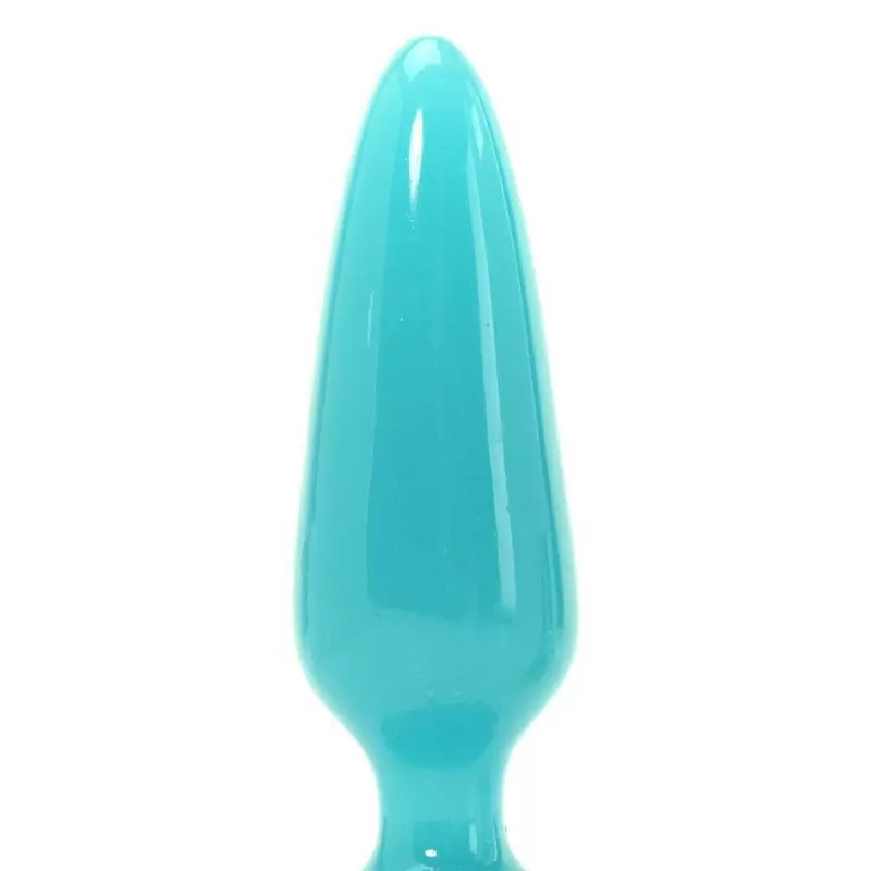 Средняя анальная пробка Firefly Pleasure Plug - Medium светящаяся в темноте – голубой
