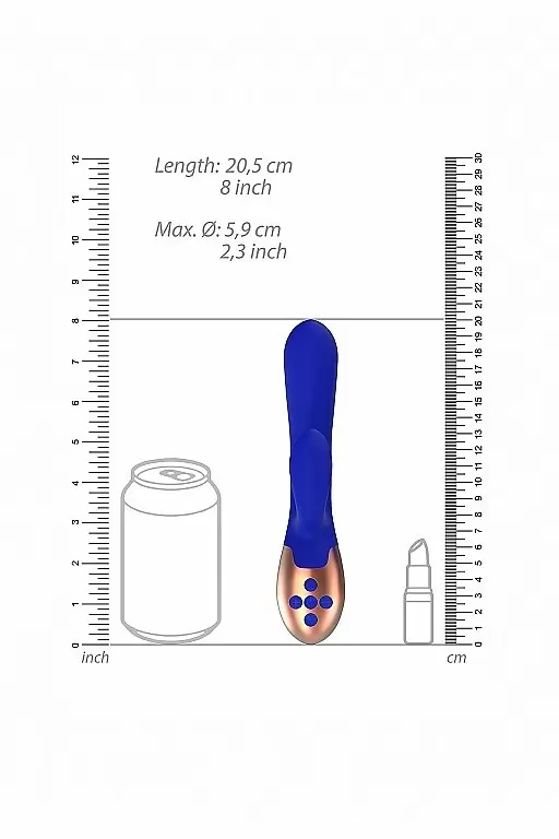Вибратор-кролик с функцией нагрева Exquisite (синий): 20.5 см, 10 режимов вибрации, АБС/силикон