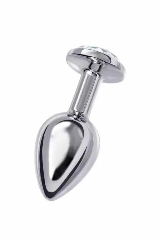 Маленькая изящная анальная пробка TOYFA с кристаллом цвета алмаза - серебристый с белым