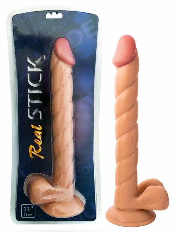 Большой фаллоимитатор с мошонкой TOYFA RealStick Nude 11” на присоске – телесный