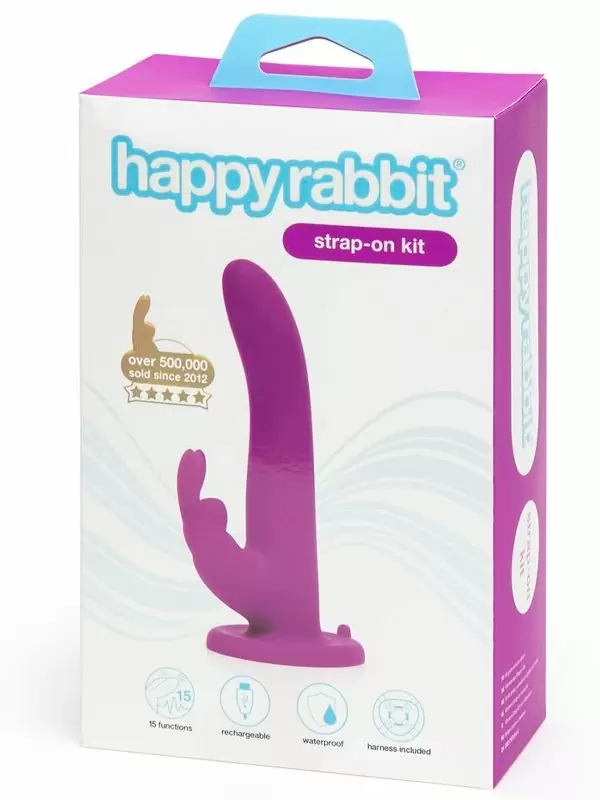 Универсальный набор Happy Rabbit Strap-on Kit: яркий вибратор-кролик, 9 режимов, 14 см, регулируемые трусики