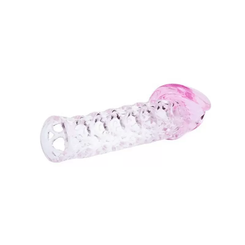 Перфорированная насадка на пенис с закрытой головкой Grid Sleeve – розовый 