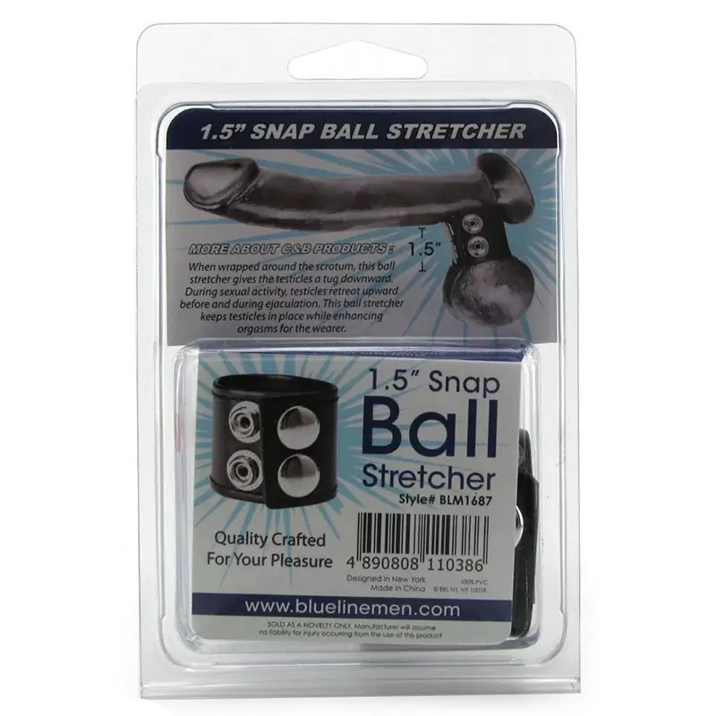 Хомут-утяжка для мошонки Snap Ball Stretcher на клепках – черный