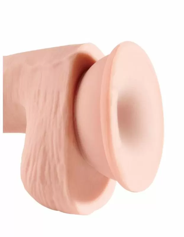 Реалистичный дилдо тройного покрытия с мошонкой и присоской King Cock Plus. 13 см