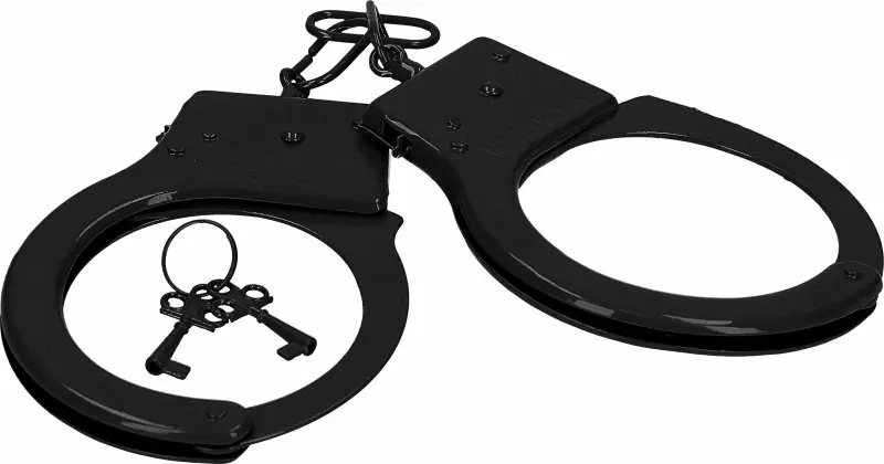 Стальные наручники Shots Toys Metal Handcuffs, для рук, 27см х 6,5 см, с функцией экстренного освобождения, черный
