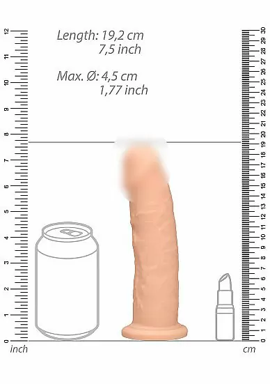 Реалистичный фаллоимитатор Silicone Dildo Without Balls, 19,2 cm, силикон, телесный