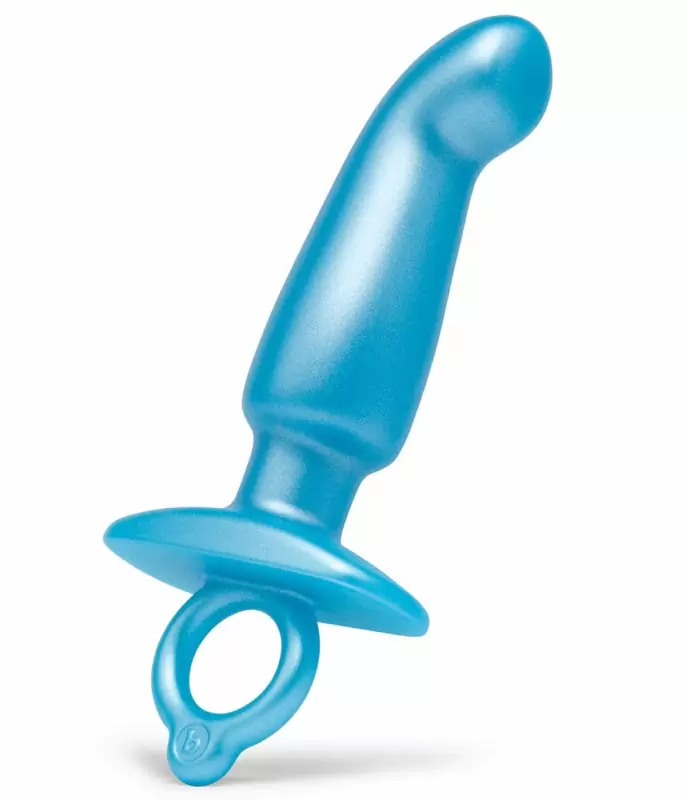 Изогнутый стимулятор простаты b-Vibe HITHER PLUG, 14,3 см, силикон, голубой