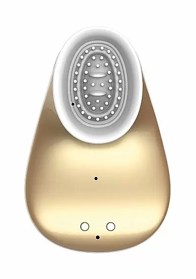 Клиторальный вибратор Twitch Hands с вакуумным эффектом (золотой): 10.5 см, 14 режимов работы, силикон