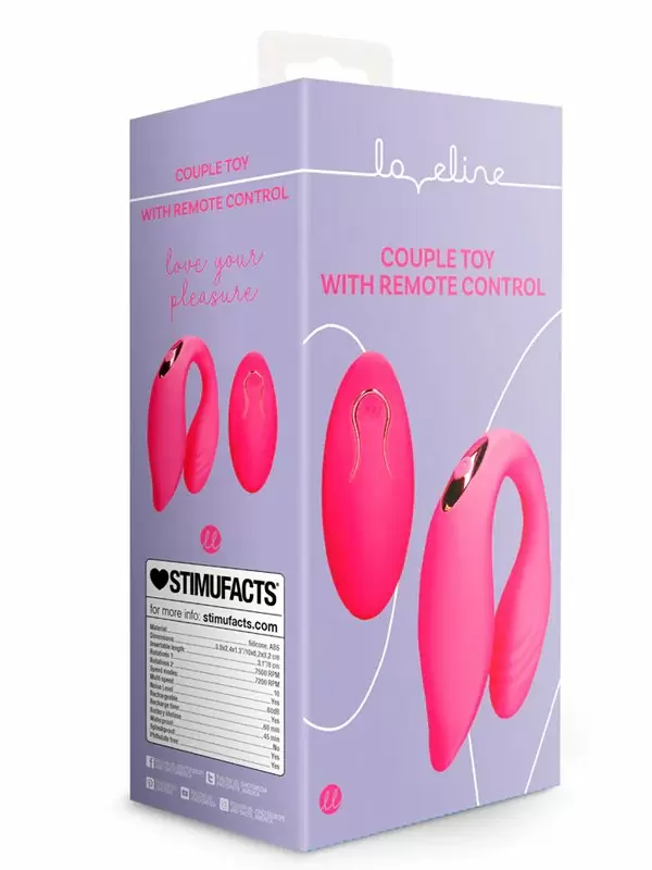 Парный вибратор Couple Toy with Remote Control, с пультом Д/У, 10 см, 10 скоростей, розовый