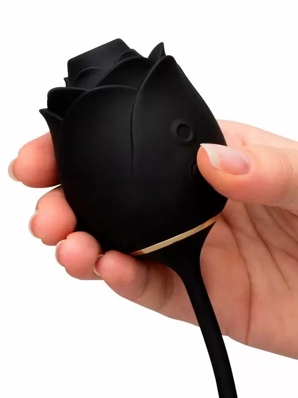 Бесконтактный стимулятор клитора Fifty Shades of Grey Dark Blushing Rose, 4 скорости, в форме розы, черный | Он и Она 18+