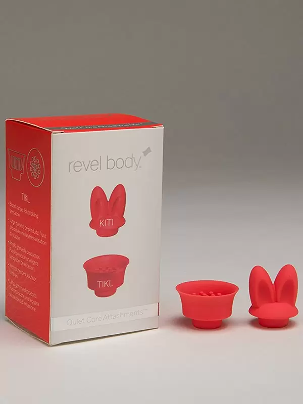 Комплект насадок «ушки» и «щеточка» для пульсатора Revel Body Kiti and Tikl – красный