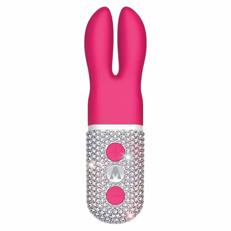 Карманный вибромассажёр-кролик с ушками и кристалламиThe Rabbit Company The Pocket Rabbit Crystalized – малиновый