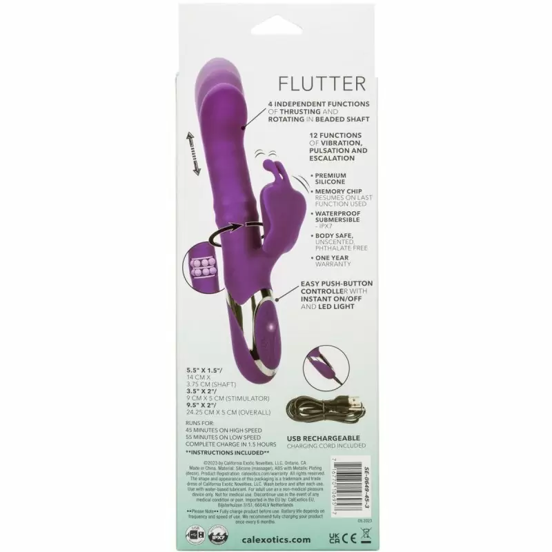 Рельефный вибратор-кролик Enchanted Flutter, с ротацией и пенетрацией, 14 см, фиолетовый