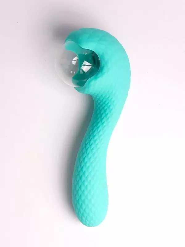 Изогнутый вибратор Youvic, 18 см, 10 режимов, со стеклянным шаром, бирюзовый