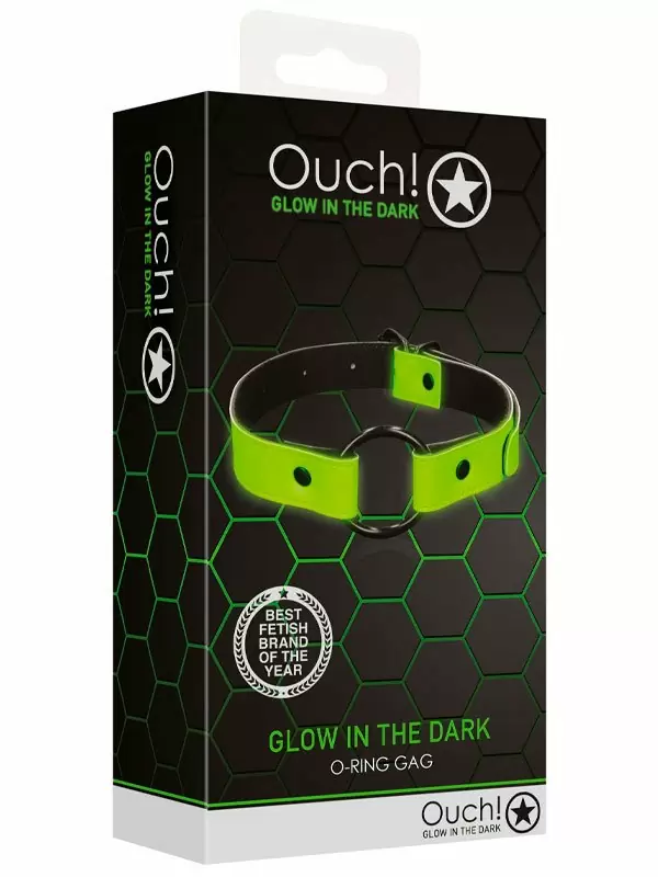 Люминисцентный кляп Shots toys Ouch!, с металлическим кольцом