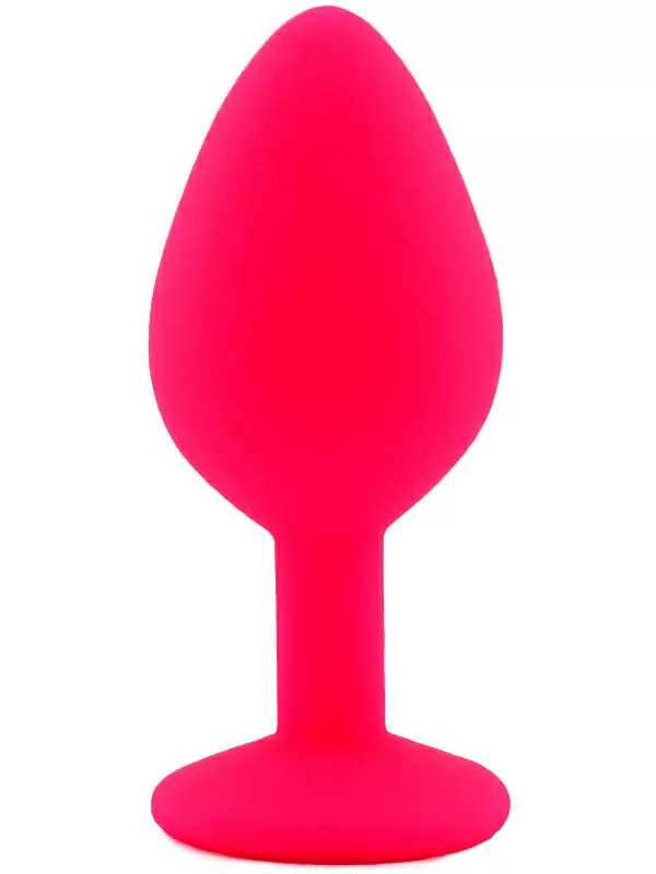 Средняя силиконовая анальная пробка Kanikule Medium с кристаллом – розовый со светло розовым