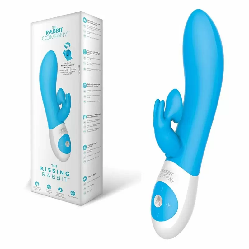 Многофункциональный вибратор The Kissing Rabbit - голубой