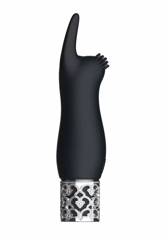 Ребристая вибропуля Elegance, с ушками на конце, 11,8 см, силикон, черный