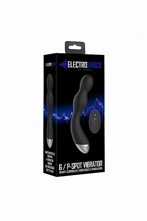 Вибратор для точки G с электростимуляцией и пультом управления E-Stim G/P-Spot Vibrator: 19 см, 10 режимов работы, 11000 оборотов/мин, АБС/силикон