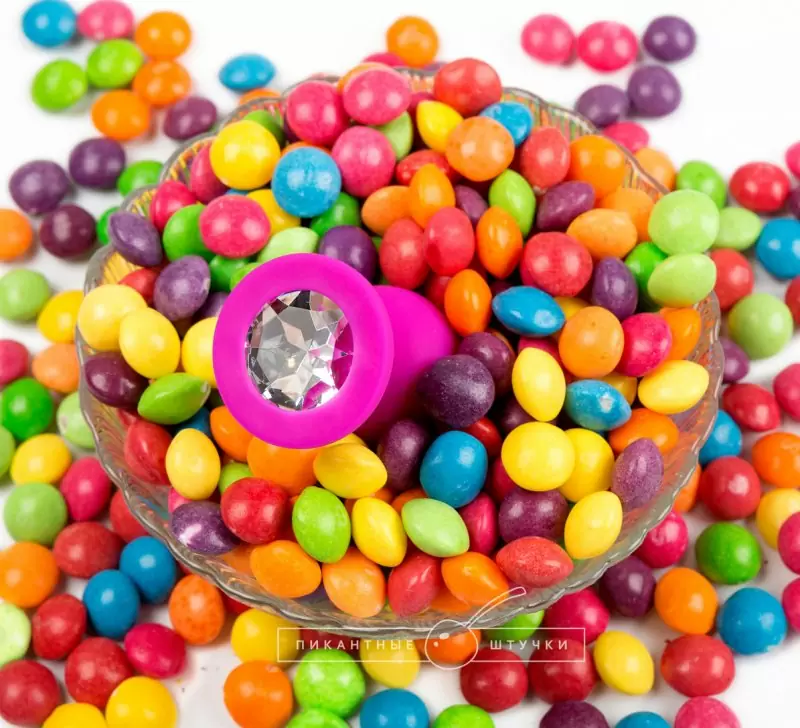 Яркая маленькая анальная пробка 021 Deep Rose S Diamond с кристаллом – розовый с прозрачным