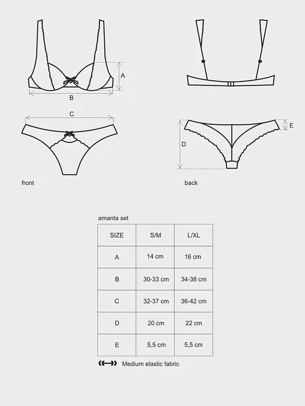 Черный полупрозрачный комплект с шикарным бирюзовым кружевом Amanta (Obsessive) – L/XL