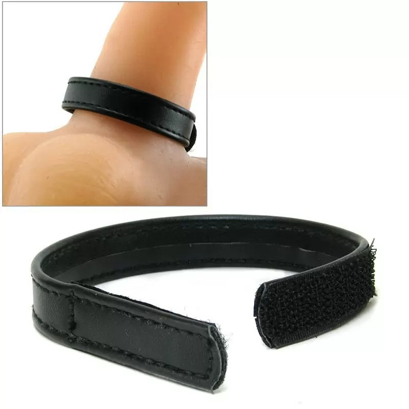 Кольцо на пенис из искусственной кожи на липучке Velcro Cock Ring – черный