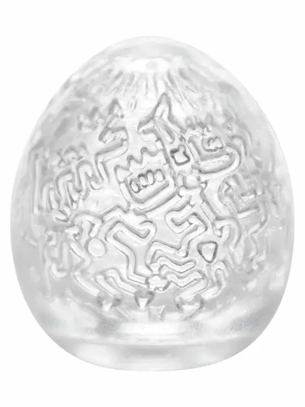 Компактный мастурбатор-яйцо Tenga Keith Haring Easy Beat Party, 6,1 см, ТПЭ, белый