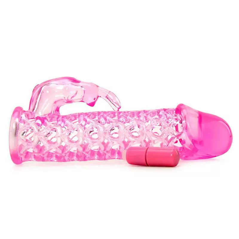 Удлиняющая насадка со стимулятором клитора Vibrating Couples Cage – розовая	