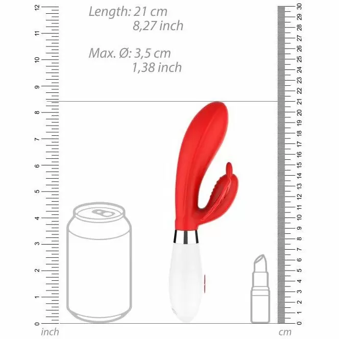 Изогнутый вибратор-кролик Alexios, 21 см, 10 режимов, красный