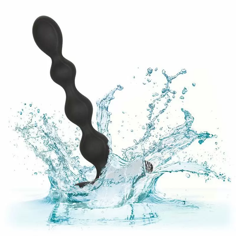 Анальная виброцепочка Eclipse Slender Beads, 16 см, 12 режимов, силикон, черный