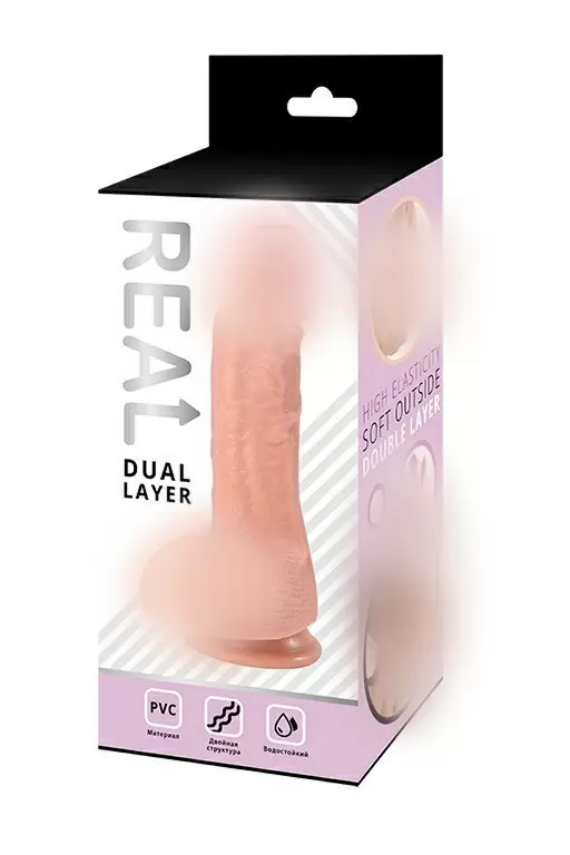Реалистичный фаллоимитатор Real Dual Layer, 21.5 см, двойной слой ПВХ, телесный