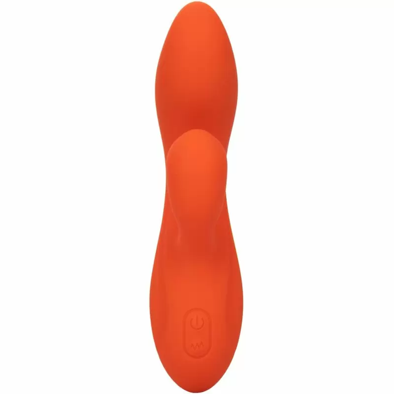 Изогнутый вибратор-кролик Stella Liquid Silicone Dual Teaser, 15,2 см, 12 режимов, оранжевый