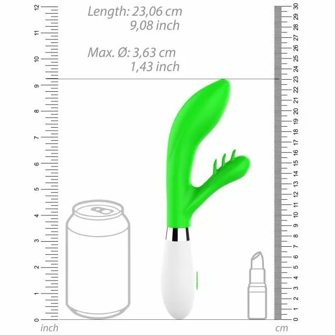 Изогнутый вибратор-кролик Agave, 23,1 см, 10 режимов, салатовый