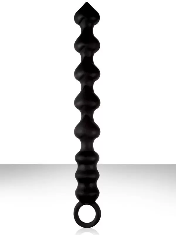 Тектсурированные анальные бусы Perles DAmour - Black