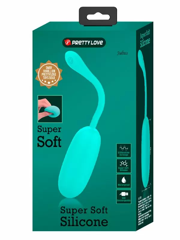 Элегантное виброяйцо Pretty Love Julius, 19,6 см, 12 режимов, силикон, бирюзовое