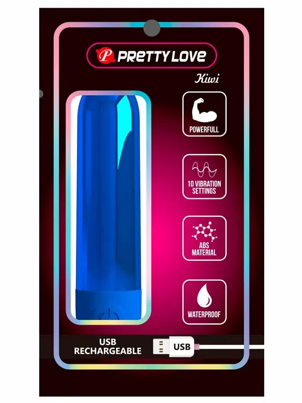 Перезаряжаемая вибропуля Baile Kiwi, 10 режимов, 8 см, синяя