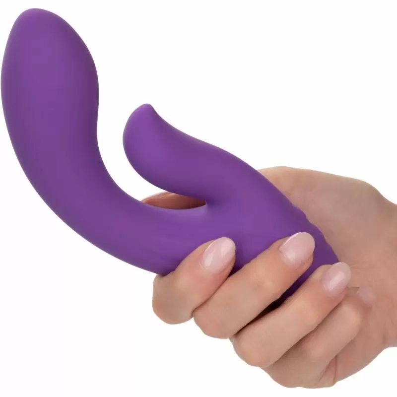 Изогнутый вибратор-кролик Stella Liquid Silicone Dual Pleaser, 17,25 см, силикон, фиолетовый