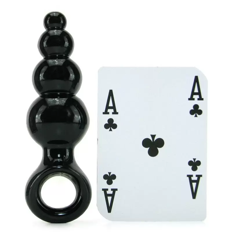 Анальная пробка с кольцом Jolie Ripples Medium – черная