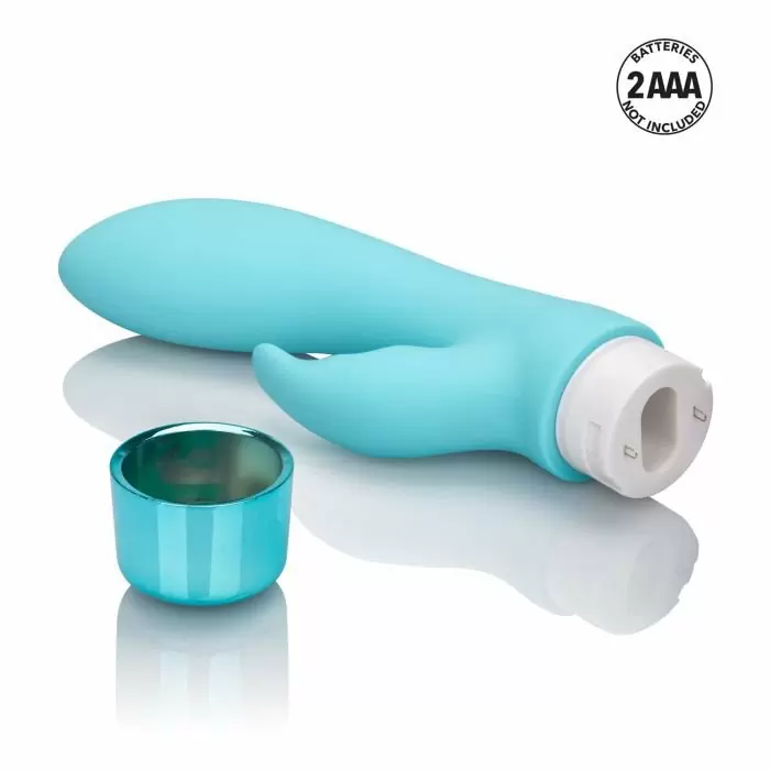Вибратор с клиторальным массажёром-кроликом Calexotics Eden Bunny – голубой 