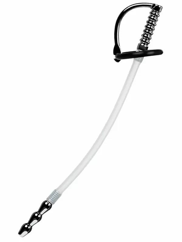 Уретральный катетер TOYFA Metal со сменными фиксирующими кольцами – серебристый