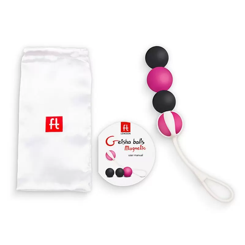 Магнитные вагинальные шарики Geisha Balls Magnetic – розовый с черным