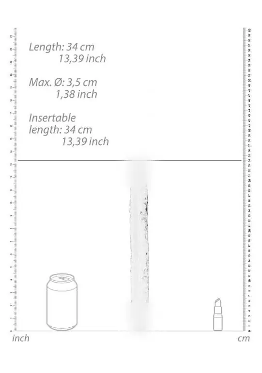 Реалистичный фаллоимитатор Shots toys, 34 см, двусторонний, прозрачный