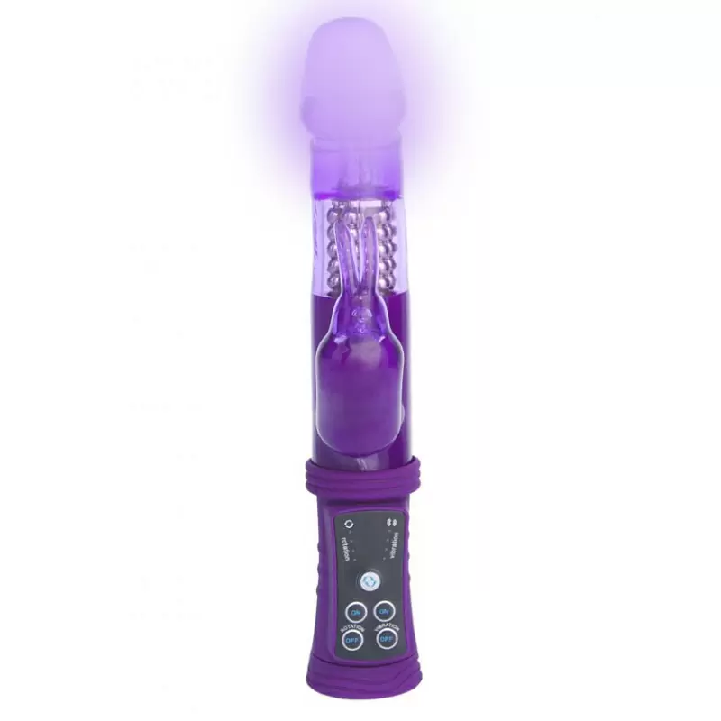 Вибратор-ротатор с клиторальным стимулятором кроликом TOYFA A-Toys на присоске – фиолетовый