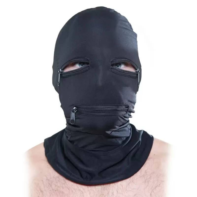 Маска на голову с молниями Zipper Face Hood – черный