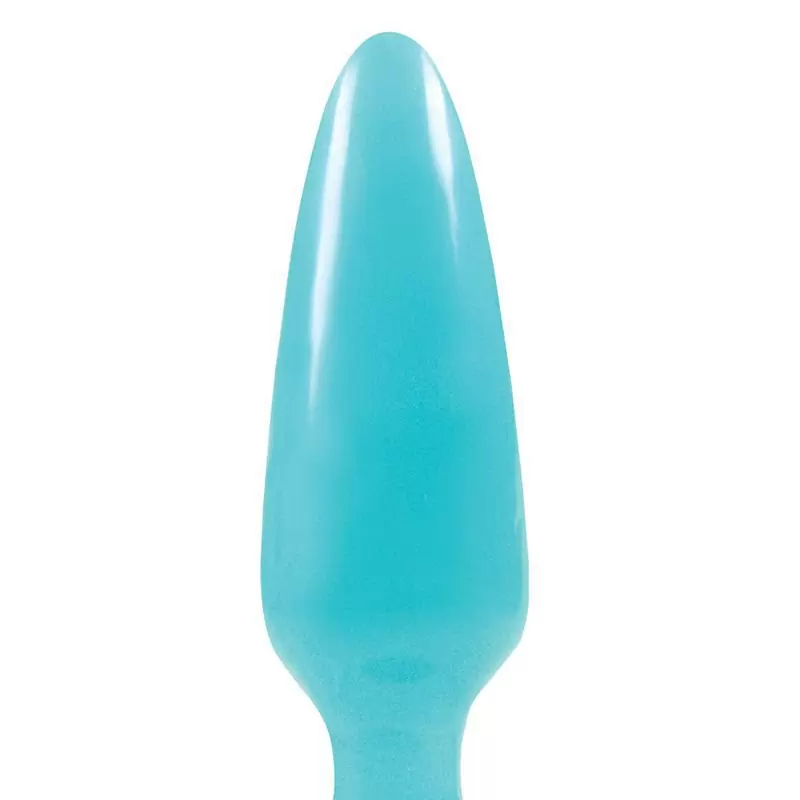 Маленькая анальная пробка Firefly Pleasure Plug - Small светящаяся в темноте – голубой