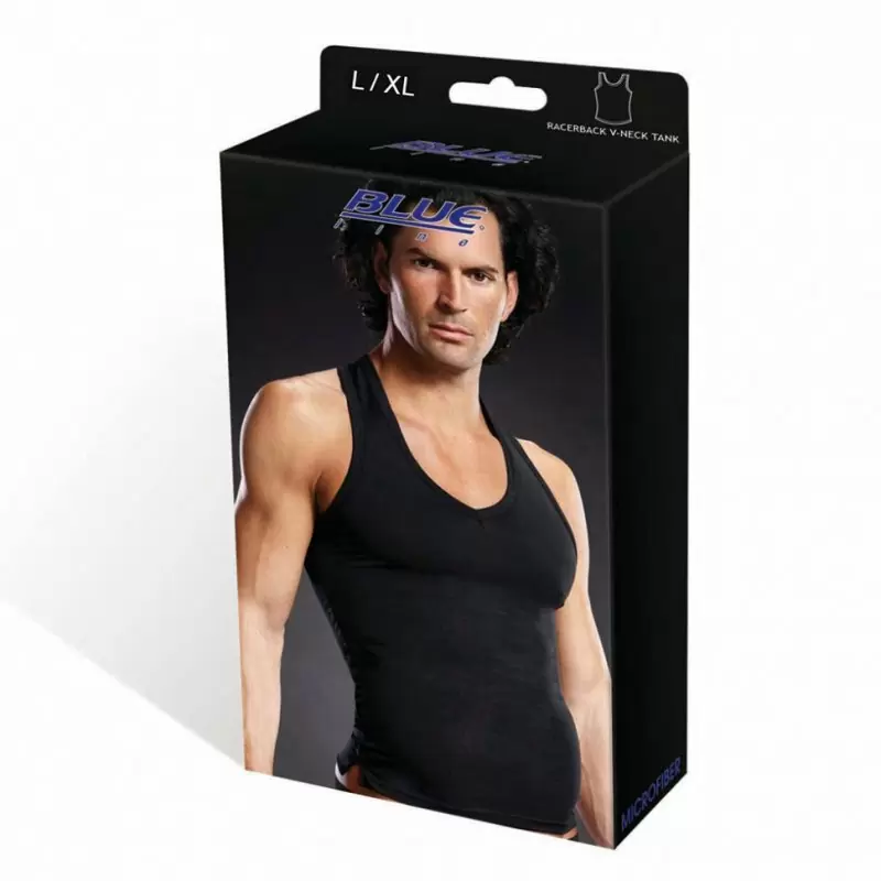 Черная борцовка BlueLine с V-образным вырезом – L/XL