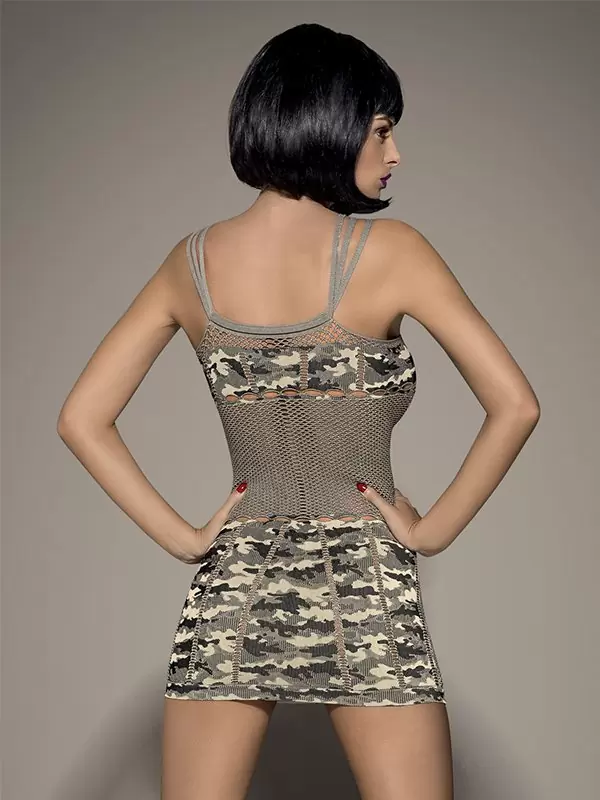 Платье-сетка со вставками в стиле милитари (Obsessive) – S/L