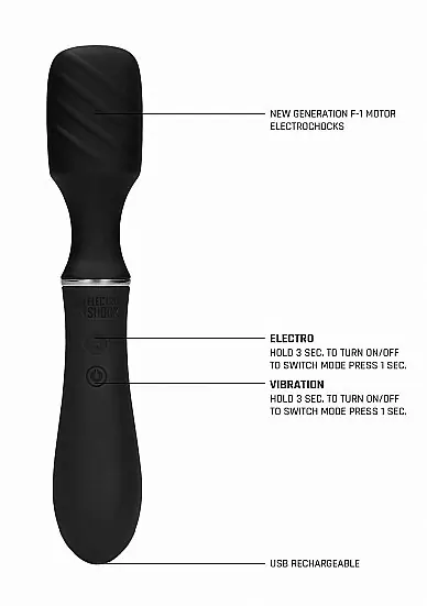 Универсальный вибратор с электростимляцией Electro Vibrating Wand - Black