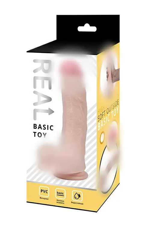 Реалистичный фаллоимитатор Real Basic Toy, 23 см, ПВХ, телесный